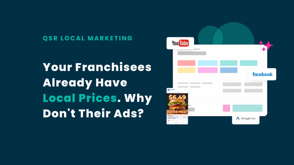 Franchisee local ads with local prices